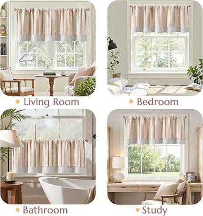 jinchan Colorful Striped Linen Valance Curtains Christmas Decorations - Image 4