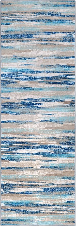 Abstract Runner Rug 2x6, Soft Printed Kitchen Runner, Thin Faux Wool Runners - Image 9