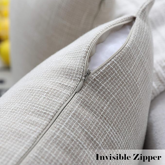 Kevin Textile Throw Pillow Covers Textural Faux Linen Decor Farmhouse Neutral - Image 4