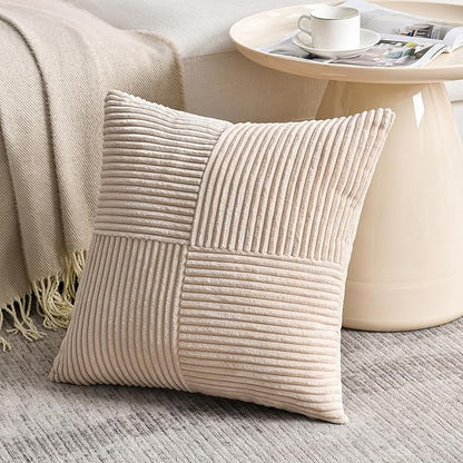 Fancy Homi 2 Packs Tan Samll Decorative Throw Pillow Covers 12x12 Inch - Image 2