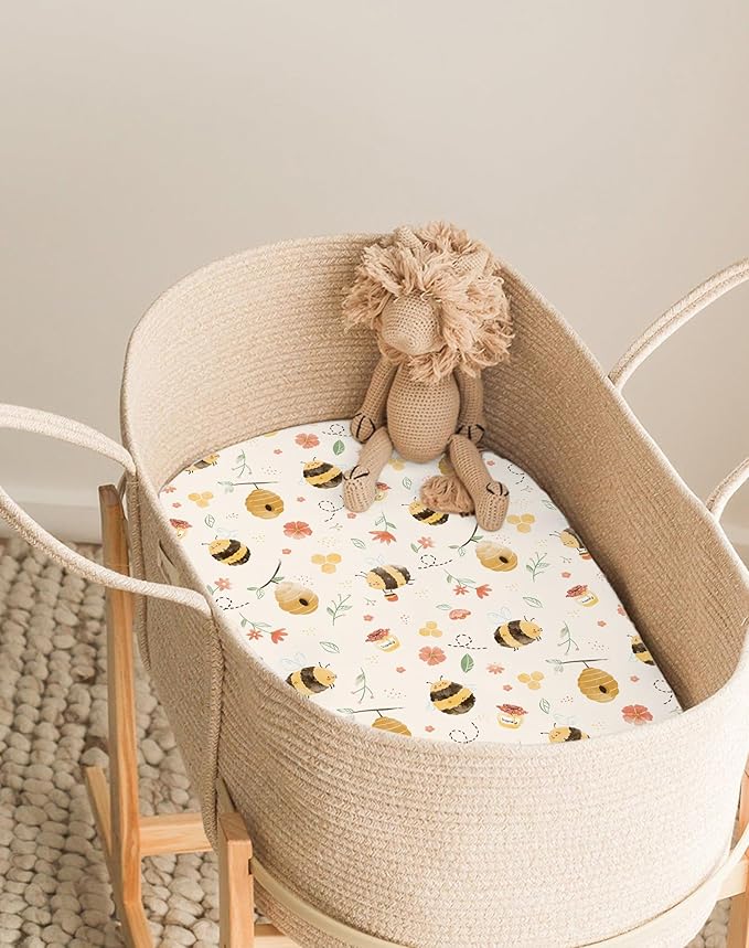 Bassinet Sheets for Baby Girls Boys 2 Pack, Fitted Baby Mattress Sheet for - Image 5