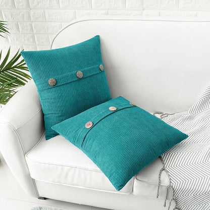 HWY 50 Teal Chenille Throw Pillow Covers 20x20 Inch - Image 2