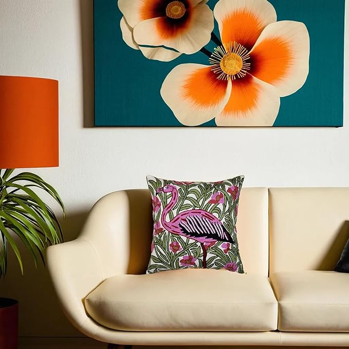 William Morris Flamingo Floral Pillow Cover - Image 6