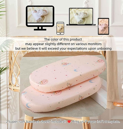 SDY Jersey Bassinet Sheets for Baby Girls, 32 "x 16 "x 4", 2 Pack, Super Soft - Image 7