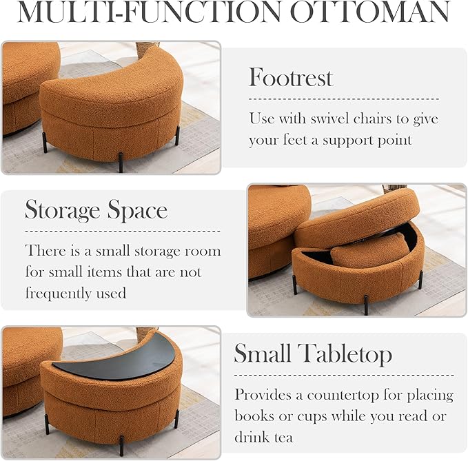 Aoiy & Wifon 42.2" W Oversized Swivel Barrel Chair - Image 4