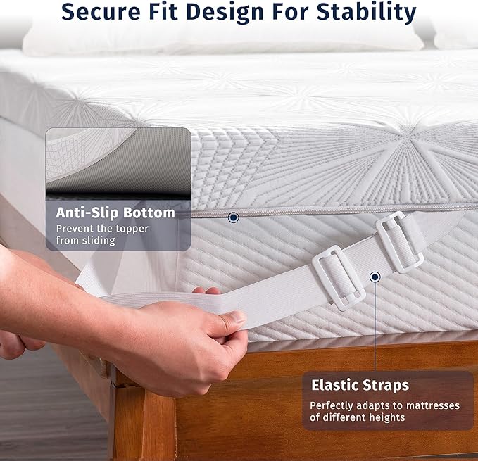 Ballad 3 Inch Gel Memory Foam Mattress Topper Twin Size, High Density Cooling - Image 6