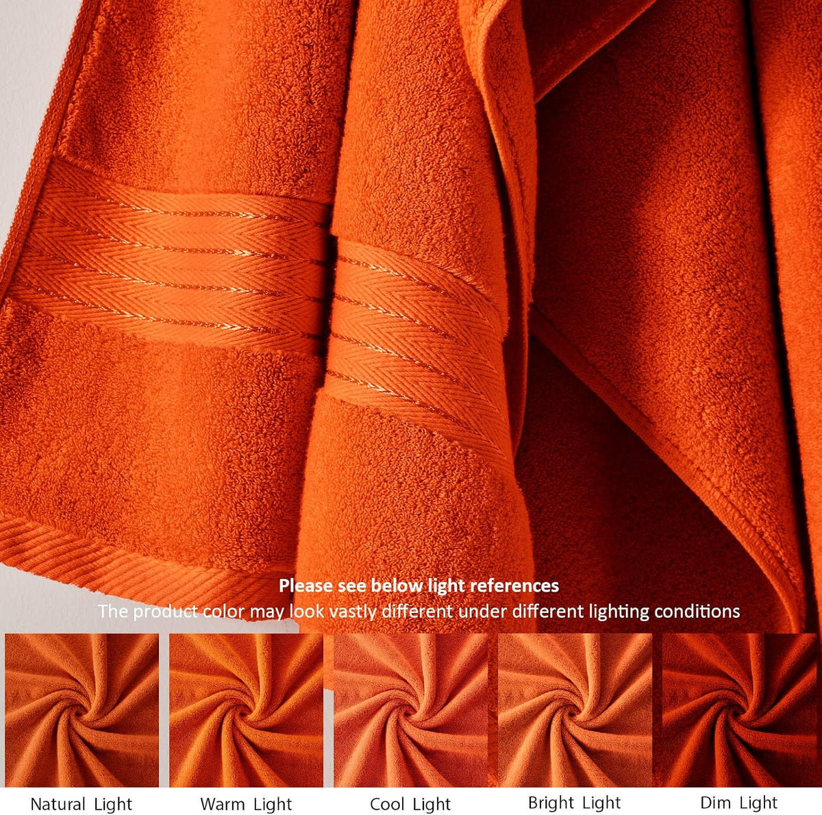 cozyart luxury bath towel set 6 pcs, burnt, close-up detail