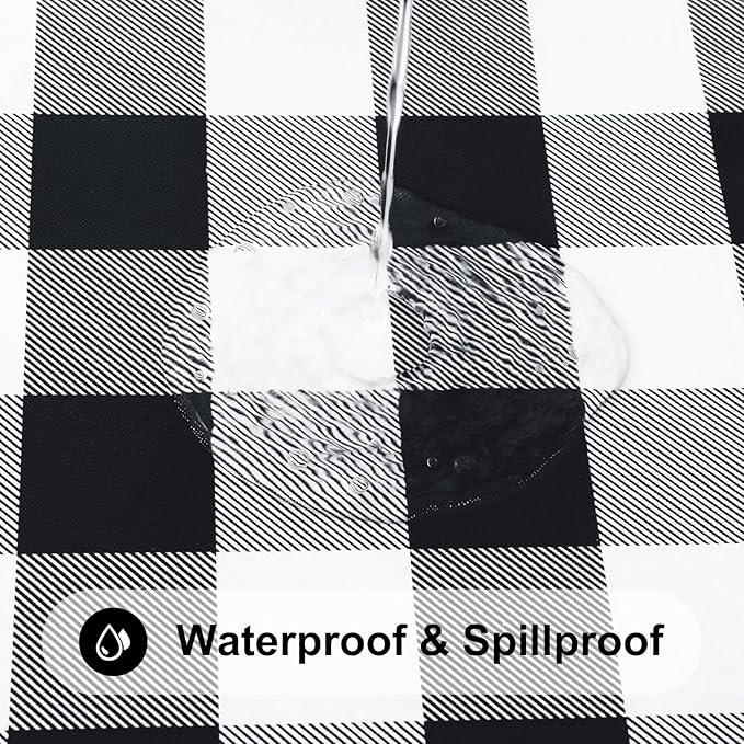 Smiry Rectangle Picnic Table Cloth, Elastic Waterproof Fitted Vinyl Tablecloths - Image 3