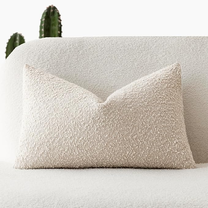 Foindtower Textured Boucle Throw Pillow Covers Accent Solid Lumbar Pillow Cases by Foindtower