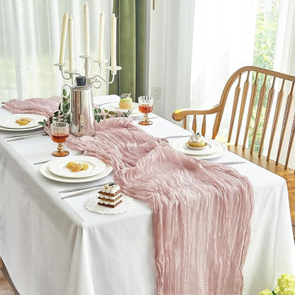 IVAPUPU 6 Pcs Cheesecloth Table Runner - 10ft Dusty Pink Boho Gauze Cheese - Image 8