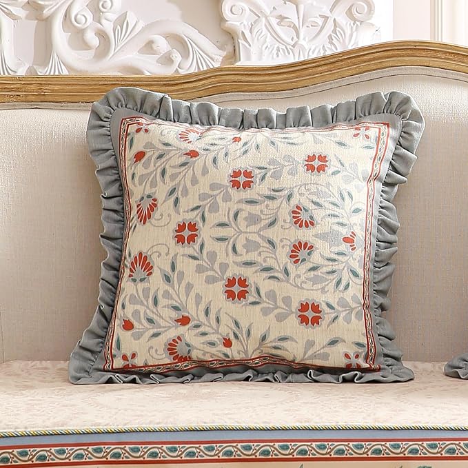 Floral Throw Pillow Covers Set of 2, Cottage Rustic - Image 2