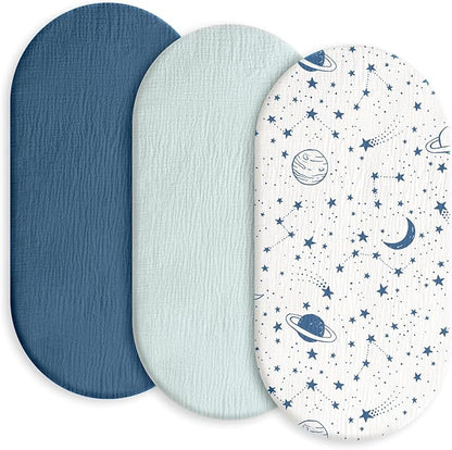 Gllquen Baby Muslin Bassinet Sheets 3 Pack, Breathable Elastic Cozy Fitted by GLLQUENBABY