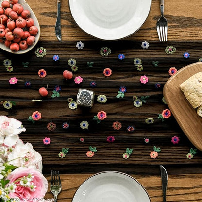 Artoid Mode Black Embroidery Daisy Gauze Table Runner 120 Inch 10FT, Seasonal - Image 2
