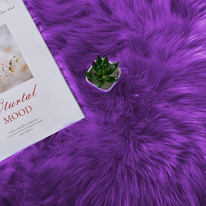 Latepis Bedroom Shag 4x6 Rug Purple Shaggy Fluffy Faux Fur Rug Machine Washable - Image 6