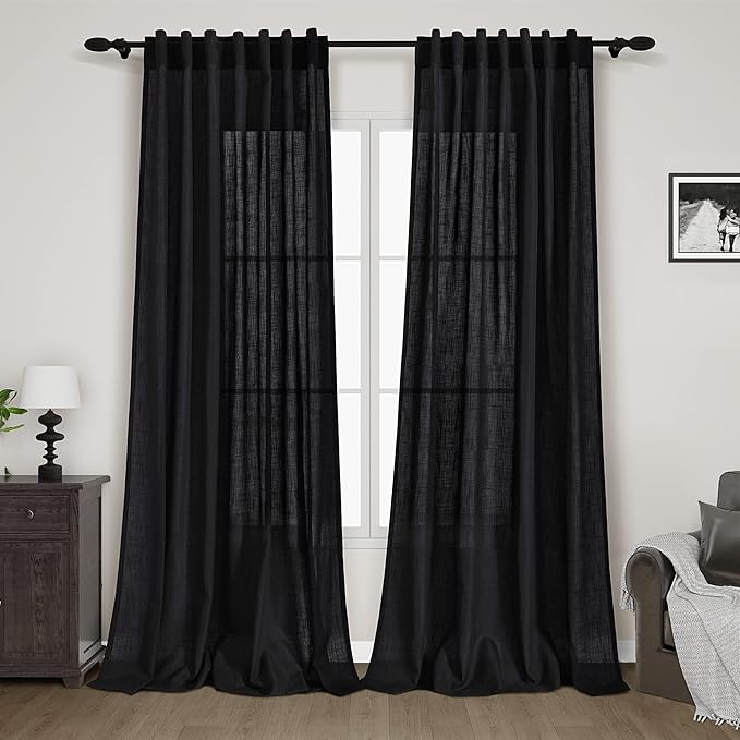 Nanspring Long Black Curtain 105 inches Long 2 Panels Set by Nanspring