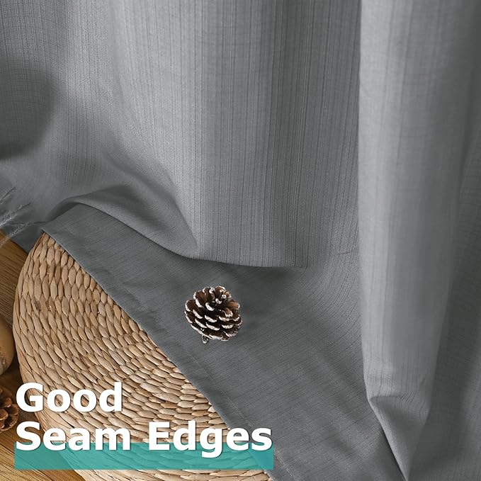 BGment Grey Short Linen Sheer Curtains - Image 7