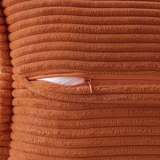 MIULEE Rust Fall Corduroy Decorative Euro Sham Pillow Covers 24x24 Inch - Image 3