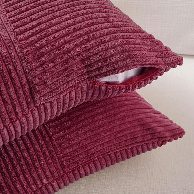 Fancy Homi 2 Packs Burgundy Samll Decorative Throw Pillow Covers 12x12 Inch - Image 4