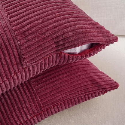 Fancy Homi 2 Packs Burgundy Samll Decorative Throw Pillow Covers 12x12 Inch - Image 4