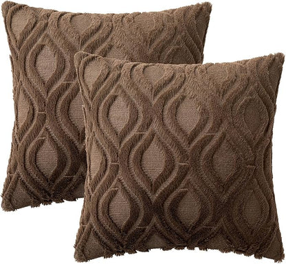 MIULEE Dark Brown Throw Pillow Covers 20x20 Inch, Soft Winter Plush Faux Wool - Image 6