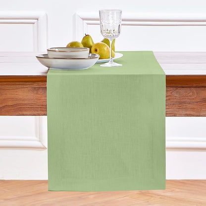 Solino Home Linen Laurel Green Table Runner 144 Inches Long by SolinoHome