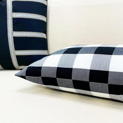 Slow Cow Black Checker Plaid Rectangular Pillow Cover Pillowcase Decorative - Image 4