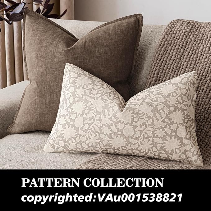 Foindtower Set of 2 Decorative Neutral Floral Throw Pillow Covers Accent - Image 4