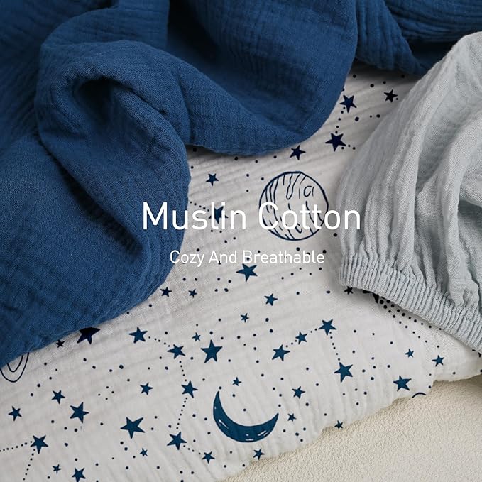 Gllquen Baby Muslin Bassinet Sheets 3 Pack, Breathable Elastic Cozy Fitted - Image 4