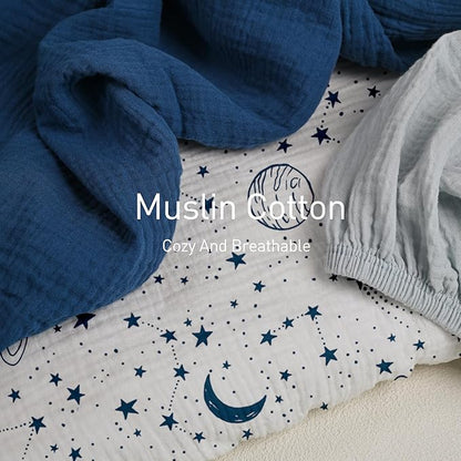 Gllquen Baby Muslin Bassinet Sheets 3 Pack, Breathable Elastic Cozy Fitted - Image 4