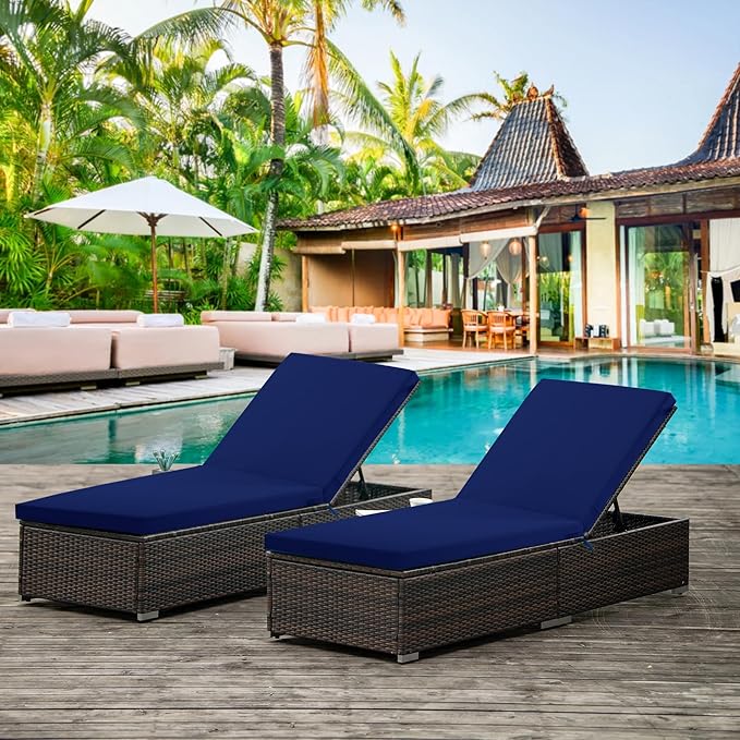 Chaise Lounge Cushions Outdoor Set of 2 - Image 9