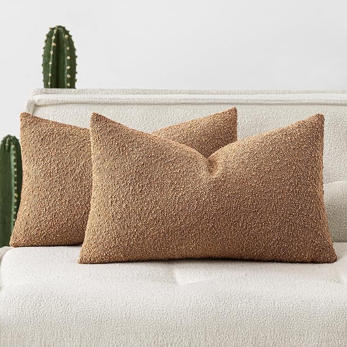Woaboy Pack of 2 12x20 Inch Decorative Boucle Throw Pillow Covers Textured by Woaboy