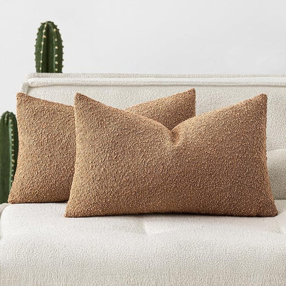 Woaboy Pack of 2 12x20 Inch Decorative Boucle Throw Pillow Covers Textured by Woaboy