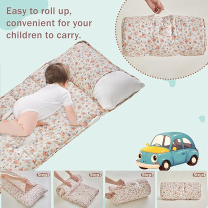 Toddler Nap Mat with Removable Pillow, Ultra Soft Slumber Bags - Image 3