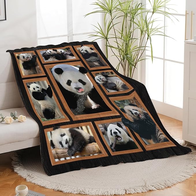Panda Blanket Panda Throw Blanket Flannel Stuff Merch Cozy Decor Fleece Plush - Image 6