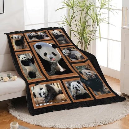 Panda Blanket Panda Throw Blanket Flannel Stuff Merch Cozy Decor Fleece Plush - Image 6