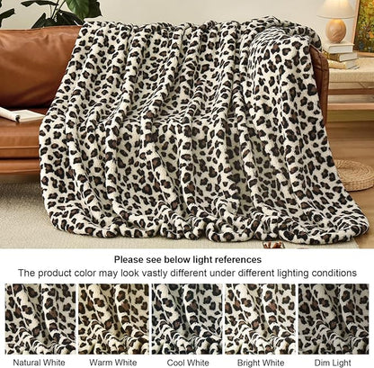 PHF Leopard Print Sherpa Fleece Blanket Twin Size - Image 7