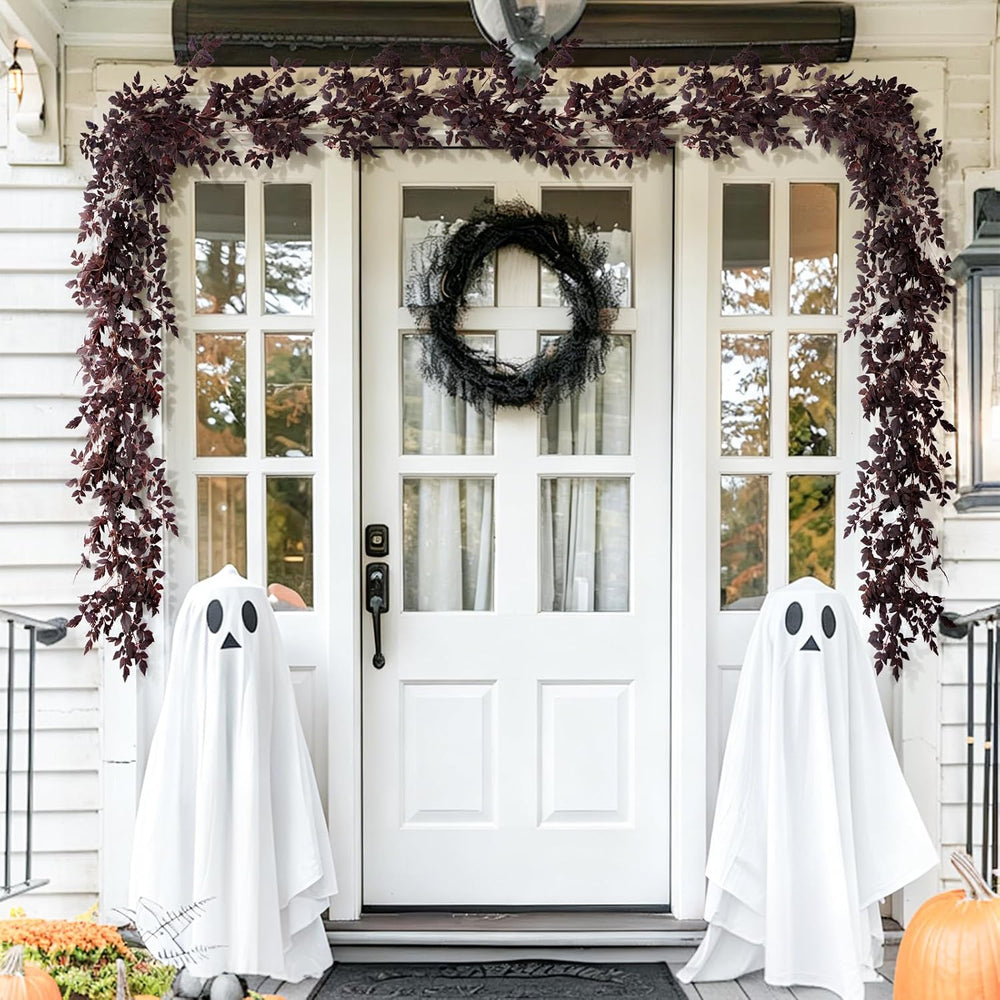 2 Pack 6 Ft Fall Garlands, Plum Cimicifuga Seeded Halloween Decor