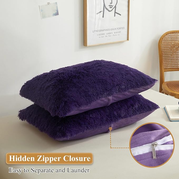 XeGe Faux Fur Fluffy Throw Pillowcases, Plush Shaggy Soft Furry Pillow Covers - Image 3