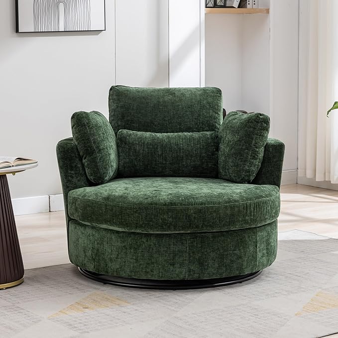 Aoiy & Wifon 42" W Oversized Swivel Accent Chair, Upholstered Round Barrel Chair - Image 6