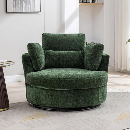 Aoiy & Wifon 42" W Oversized Swivel Accent Chair, Upholstered Round Barrel Chair - Image 6