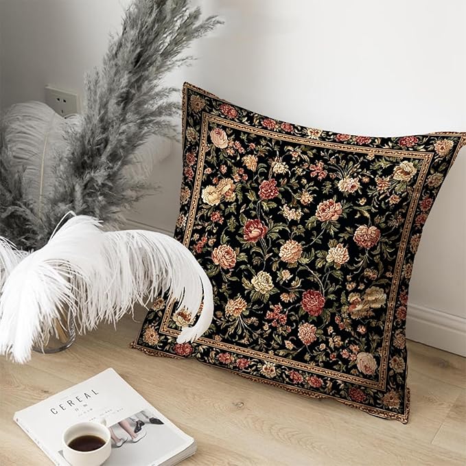 Bohemian Pillow Covers | Vintage Floral & Carpet Design | Double Sided Blue - Image 4