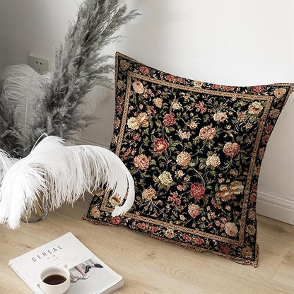Bohemian Pillow Covers | Vintage Floral & Carpet Design | Double Sided Blue - Image 4