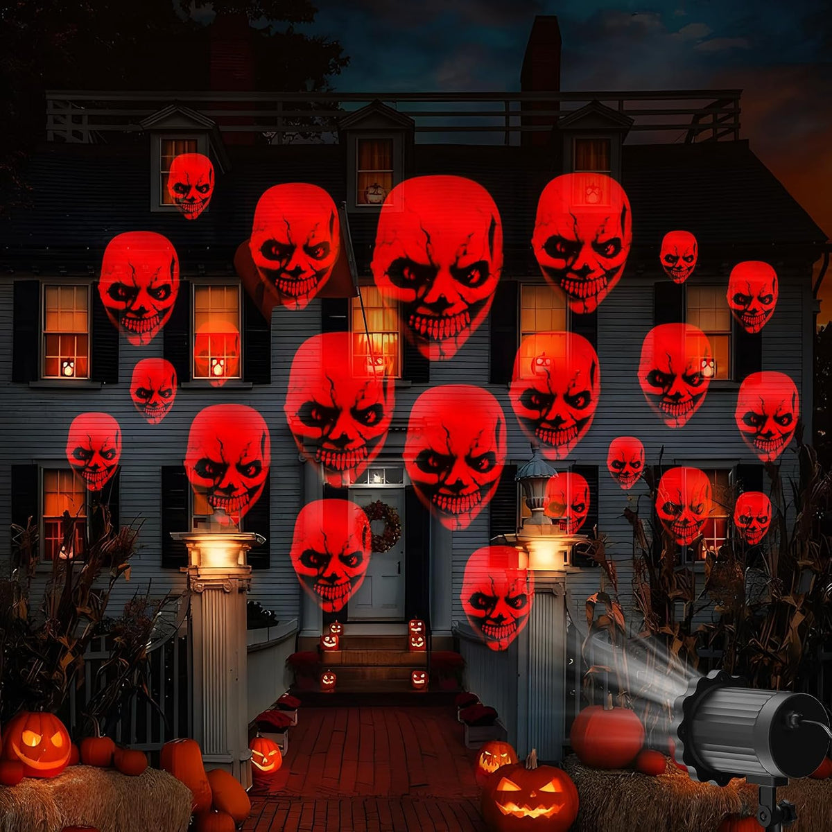 Halloween Decorations Outdoor, 3D Dynamic Red Skull Halloween Projector Lights, Waterproof Holiday Light for Window, Ground, Roof, Wall,Cemetery, Holiday Decor