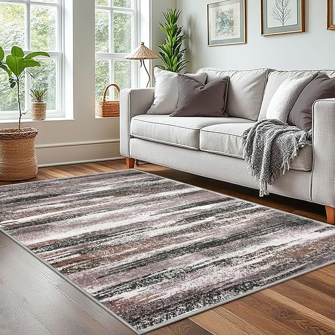 Modern Abstract 4x6 Living Room Washable Rug Non-Slip Soft Bedroom Area Rug by lansny