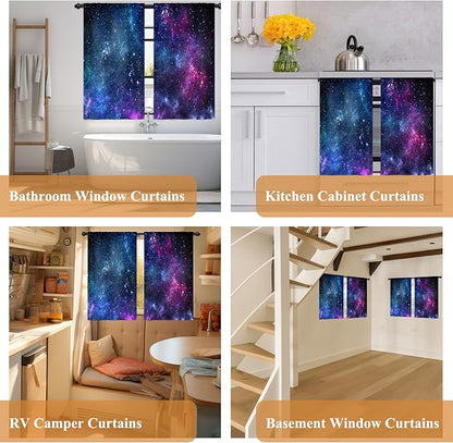 Renaiss 26 x 45 Inch Universe Galaxy Kitchen Curtains Short Mystery Outer Space - Image 7