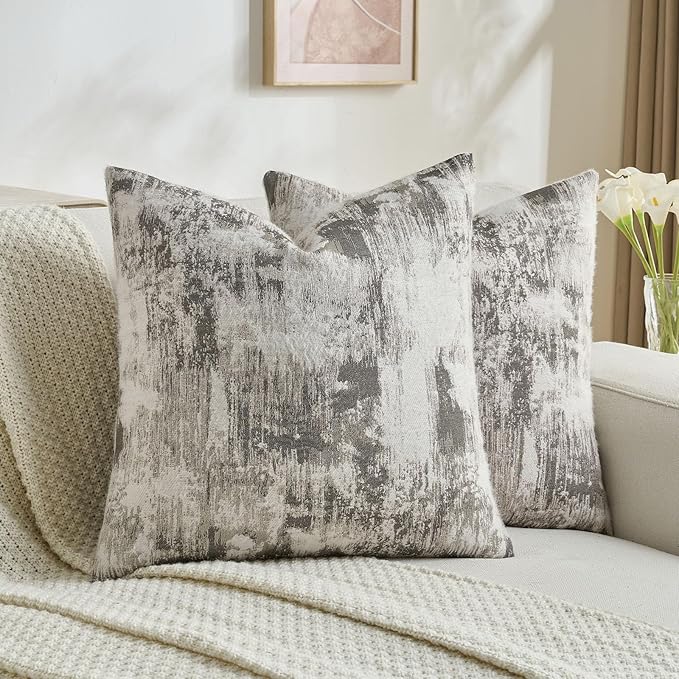 FUTEI Black White Decorative Throw Pillow Covers 20x20 Inch Set of 2, Soft Faux by FUTEI