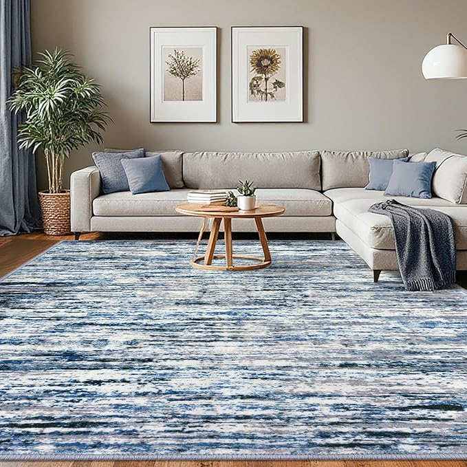 Modern Abstract 8x10 Large Machine Washable Living Room Rug Non-Slip Soft by lansny