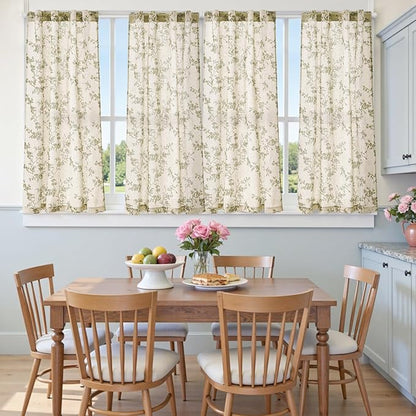 jinchan Floral Kitchen Curtains 54 Inch Linen Tier Curtains Christmas Decor - Image 8