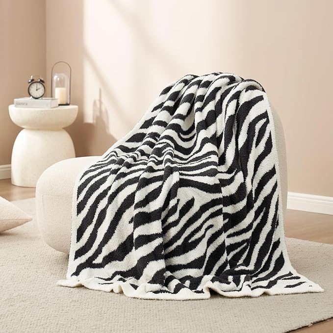 Snuggle Sac Zebra Blanket Black Zebra Print Blanket Twin Size, Ultra Soft - Image 6