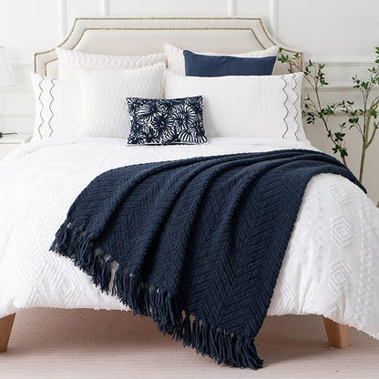 BATTILO HOME Navy Blue Throw Blanket - Image 5
